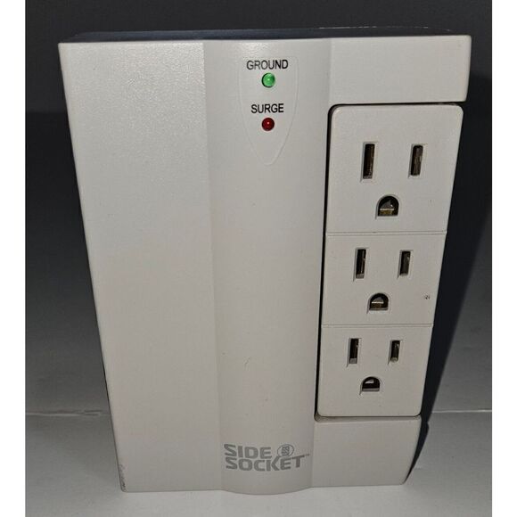 Side Socket SS-2 Wall Socket 6 Outlet Surge Protector W Swivel Sockets - Picture 1 of 6